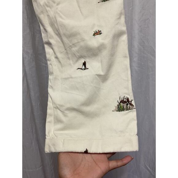 Vtg Akko Men Pants SZ 36 Khaki Chino Pheasant Embroidered Hunting Work Fox RARE - Picture 12 of 13